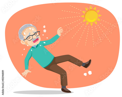 elderly thirsty from heat of the summer sun