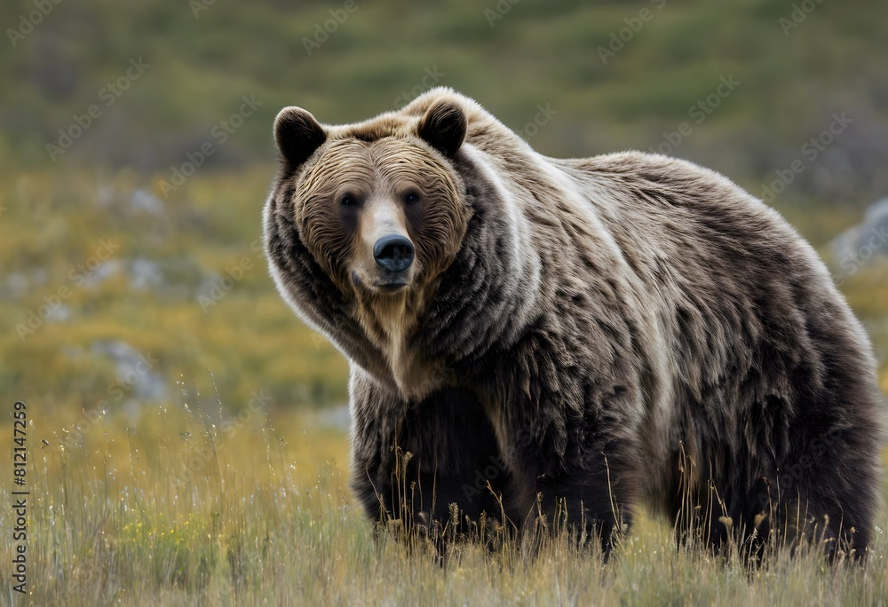 Fototapeta premium A view of a Grizzly Bear in the forest