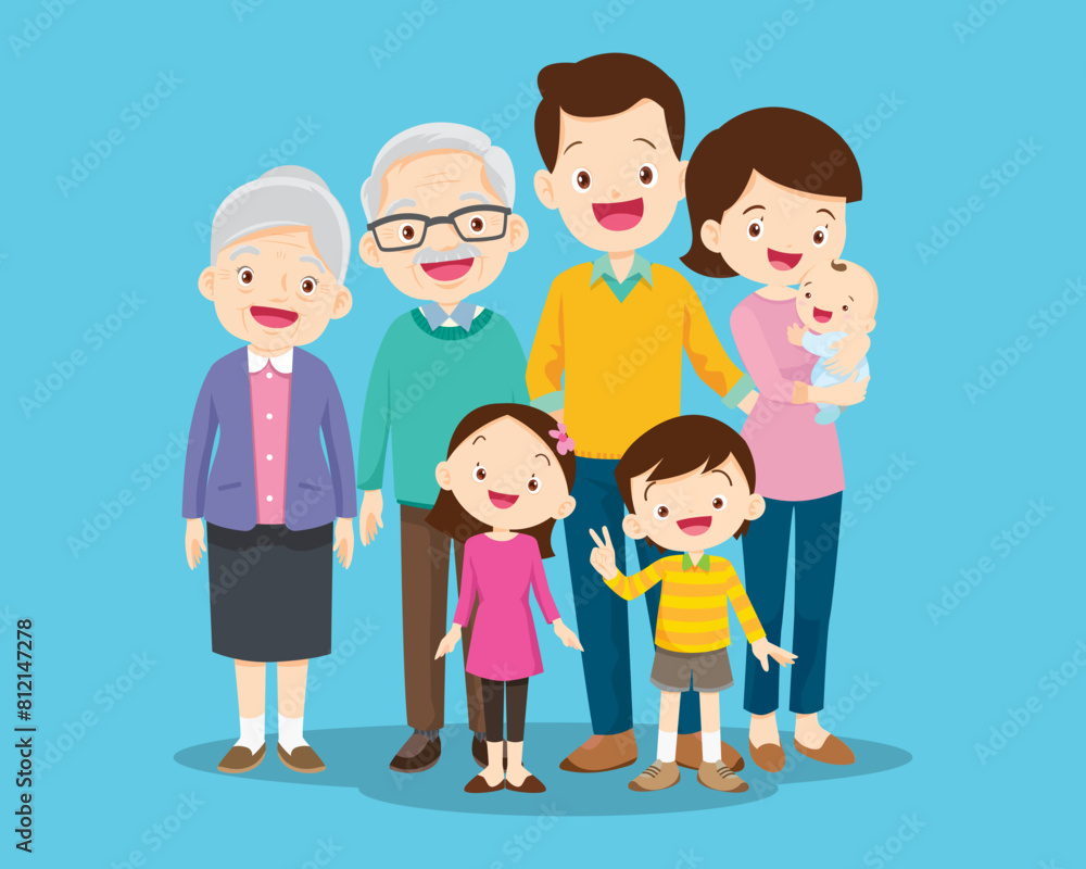 Big happy multi-generational family siblings relatives portrait