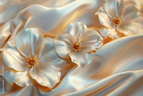 Close Up of White Floral Fabric