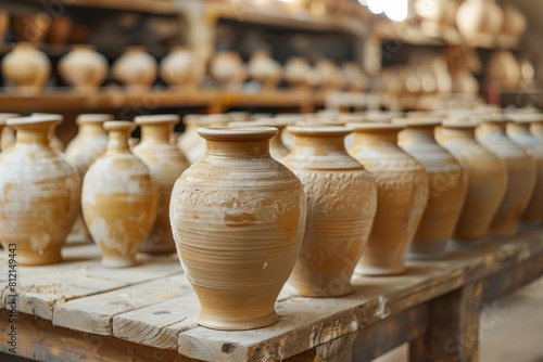 clay vases in a pottery workshop