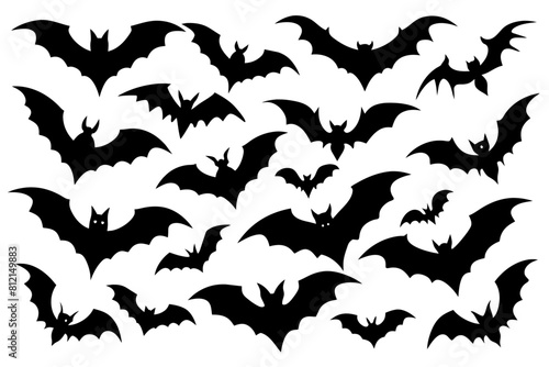 Bats black Silhouette Design with white Background