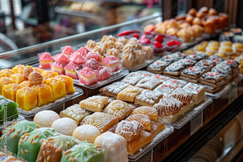 Traditional oriental sweets on the counter