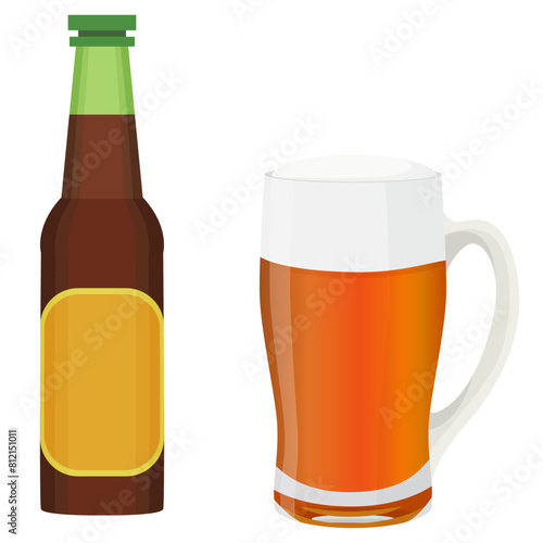 シンプルな赤ビールのイラスト　ベクター　アルコール