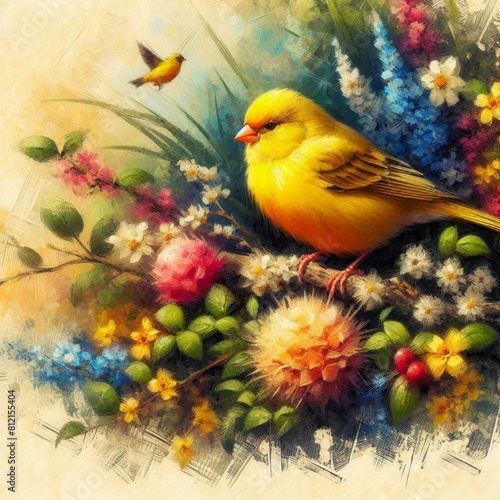 oil painting of a canary