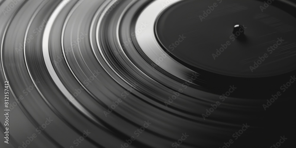 Black vinyl record spinning on turntable. Close up. Black vinyl record spinning on turntable. Close up.