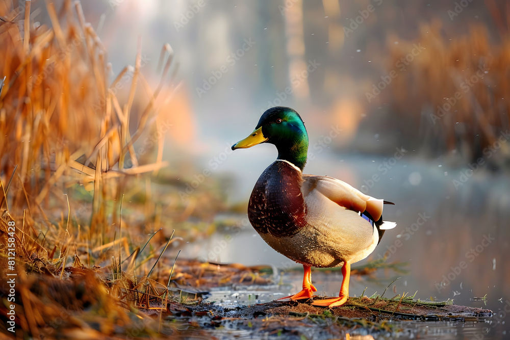 a slendid duck standing a slendid duck standing