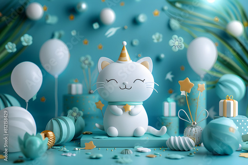 Fondo de pantalla de feliz cumpleaños con lindos gato. Feliz cumple. Felicidades en tu cumpleaños.