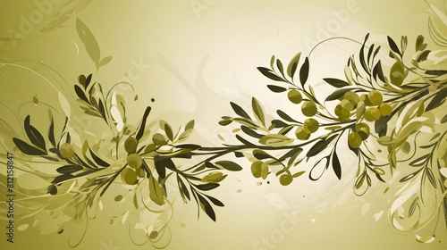 Abstract olive color background on simple floral design wallpaper