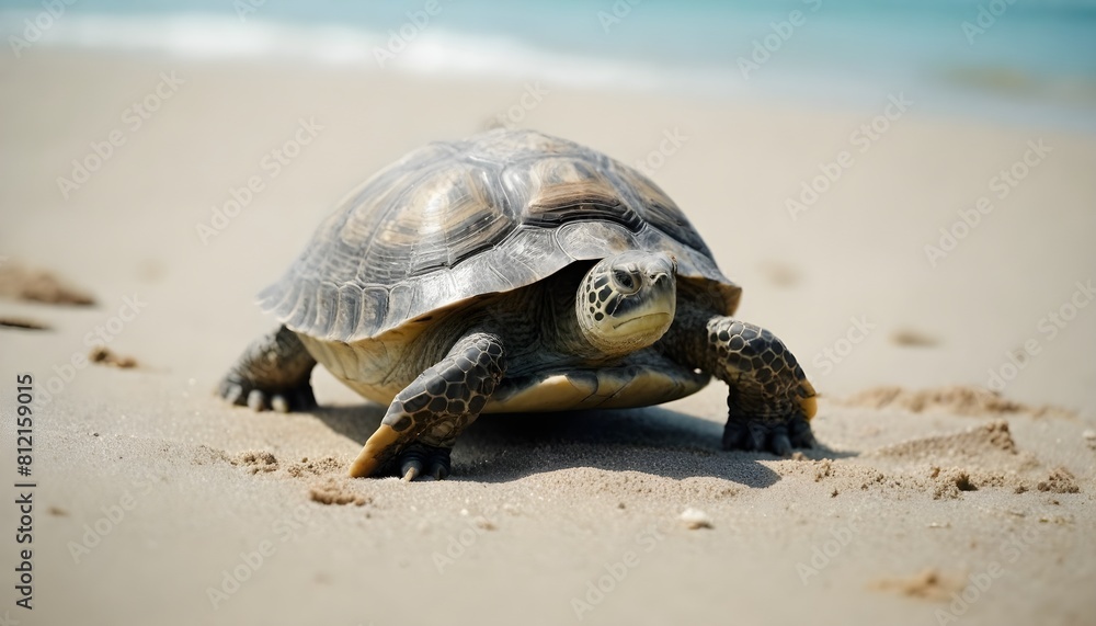 Obraz premium turtle walking on the sand create with ai