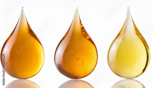 Set of drops of oil or honey .isolated on white background
