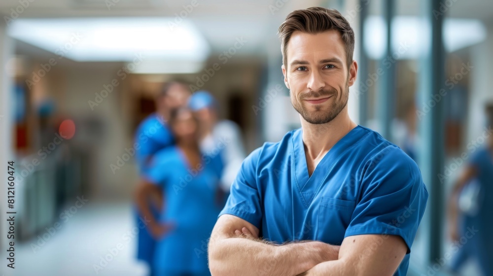Fototapeta premium Confident Doctor with Supportive Team