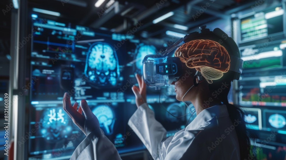 Scientists or doctors have used VR Metaverse to study and analyze the human brain with medical science and technology of the future. Scientists or doctors have used VR Metaverse to study and analyze the human brain with medical science and technology of the future.