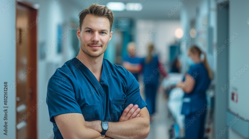 Fototapeta premium A Confident Doctor in Scrubs