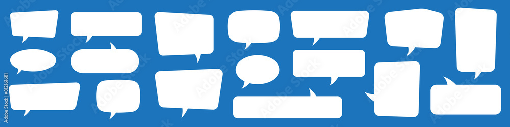 Set of speech bubbles. Speak bubble text, cartoon chatting box, message box. Blank empty white speech bubbles. Set of speech bubbles. Speak bubble text, cartoon chatting box, message box. Blank empty white speech bubbles.