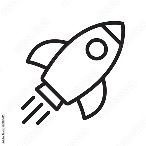 Rocket icon. Simple outline rocket signs set. Rocket launched icon.