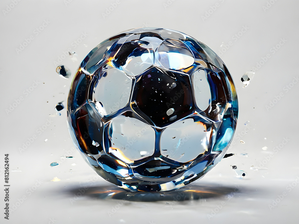 Naklejka premium Broken Soccer Ball: Glass soccer ball illusion.