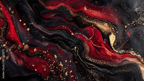 Wallpaper Mural abstract background with swirling black red and gold paint texture modern art illustration Torontodigital.ca