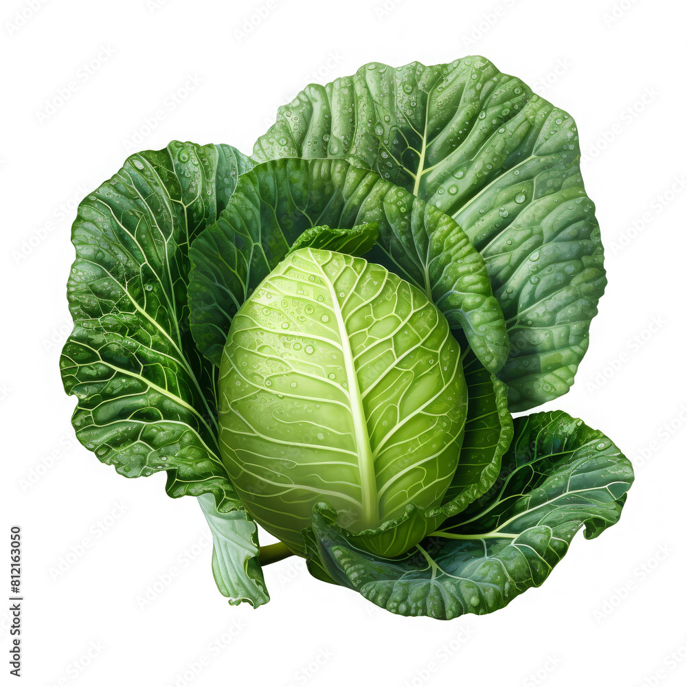 Fototapeta premium Green cabbage isolated on black background.