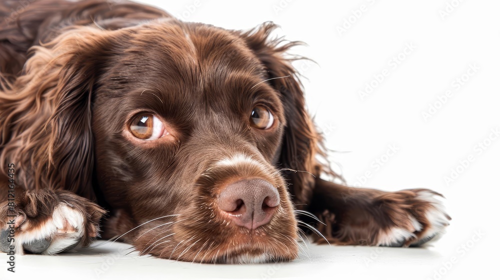 adorable spaniel dog posing on white background purebred canine studio portrait animal photography adorable spaniel dog posing on white background purebred canine studio portrait animal photography