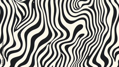 A seamless pattern of wavy lines in black and white