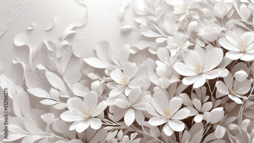 Abstract white color background on simple floral design wallpaper © gfxsunny