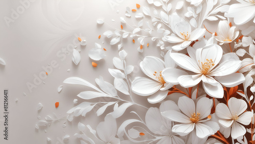 Abstract white color background on simple floral design wallpaper