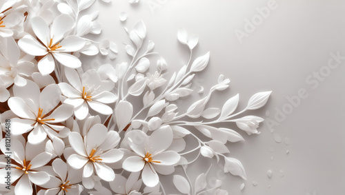 Abstract white color background on simple floral design wallpaper