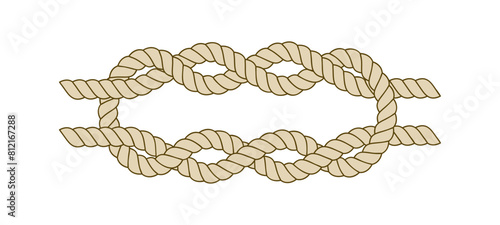 Sailor nautical knot. Nautical rope infinity sign. Tying the knot. Graphic design element for wedding invitations, baby shower, birthday card, scrapbooking, logo etc.
