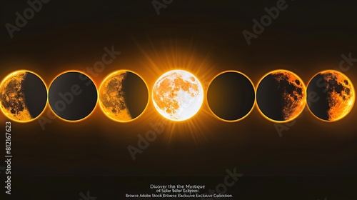 Lunar Phases Sequence with Orange Glow photo