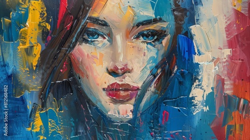 beautiful woman portrait abstract oil painting