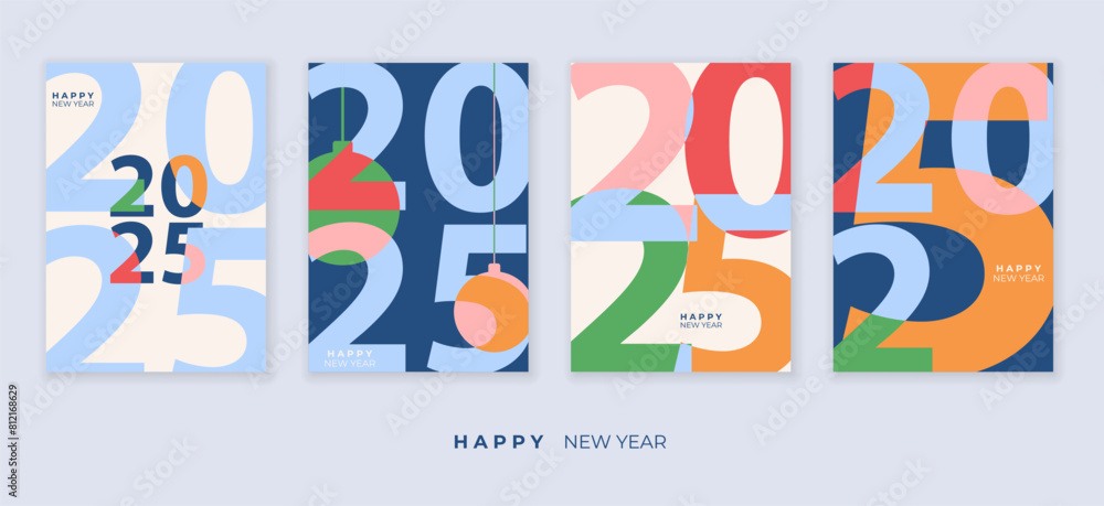 Cover design of 2025 happy new year. Strong typography. Colorful and easy to remember. Happy new year 2025 design poster. Cover design of 2025 happy new year. Strong typography. Colorful and easy to remember. Happy new year 2025 design poster.