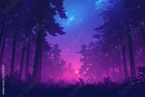 night landscape with forest