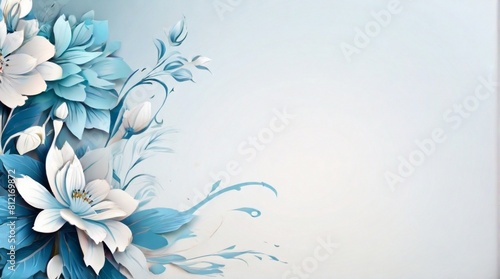 Watercolor elegant floral background design with blue and white flowers