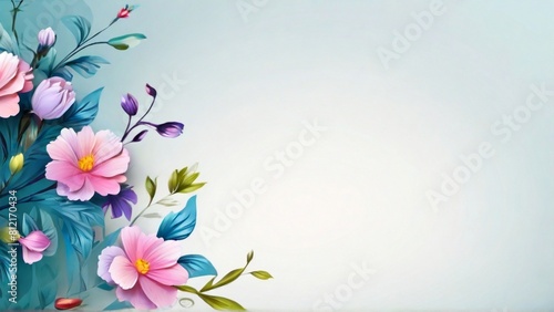 Watercolor stunning floral background design with blue and white flowers