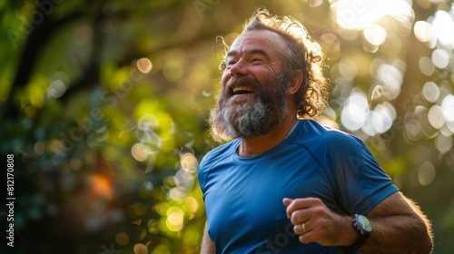 A Joyful Elderly Man Running