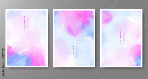 Set of creative hand painted abstract watercolor background. Design for your cover, date, postcard, banner, logo.