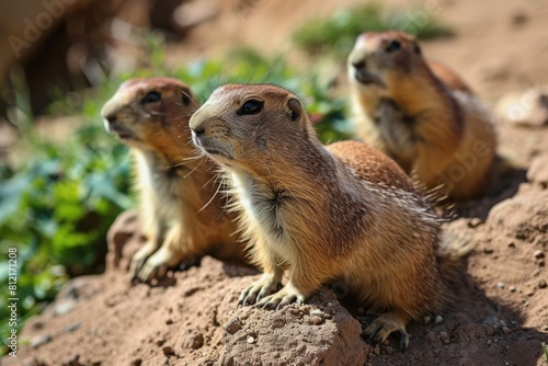 Prairie dogs, genus Cynomys outdoors in nature background, Ai generated © Tanu