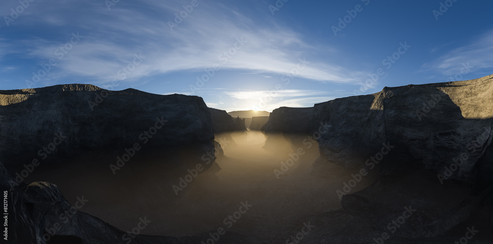 Rocky Canyon in Nature Panorama. Nature Background.