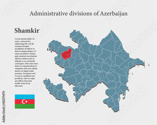 Vector map Azerbaijan, region Shamakir photo