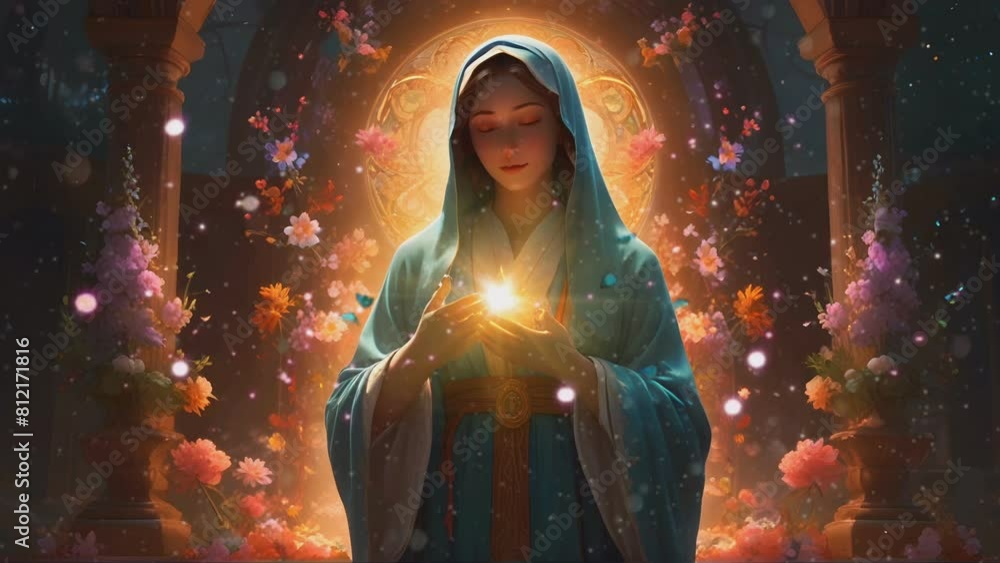 mother mary, mother mary in her fantasy beauty, seamless looping time lapse virtual 4k video animation background mother mary, mother mary in her fantasy beauty, seamless looping time lapse virtual 4k video animation background