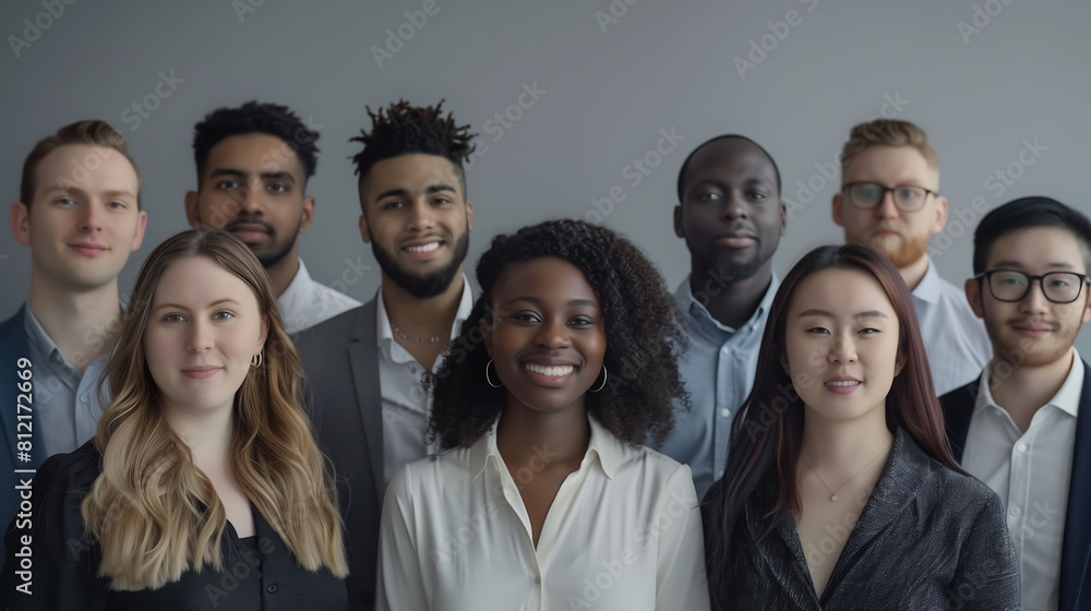 A group of millennial professionals gathers for a headshot portrait, each person exuding confidence and positivity as they look directly at the camera, captured in stunning detail by an\ A group of millennial professionals gathers for a headshot portrait, each person exuding confidence and positivity as they look directly at the camera, captured in stunning detail by an\