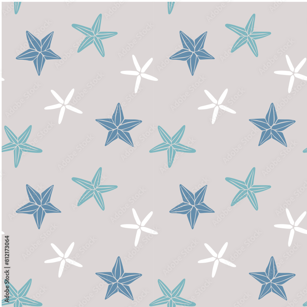 Coastal pattern repeat pattern seashells pattern beach starfish print design vector file Coastal pattern repeat pattern seashells pattern beach starfish print design vector file