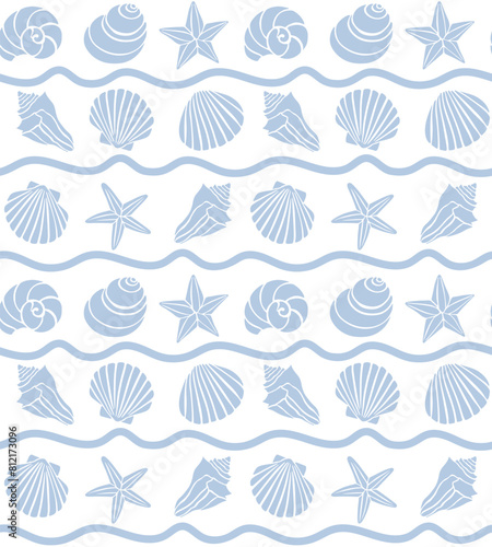 Coastal pattern repeat pattern seashells pattern beach starfish print design vector file