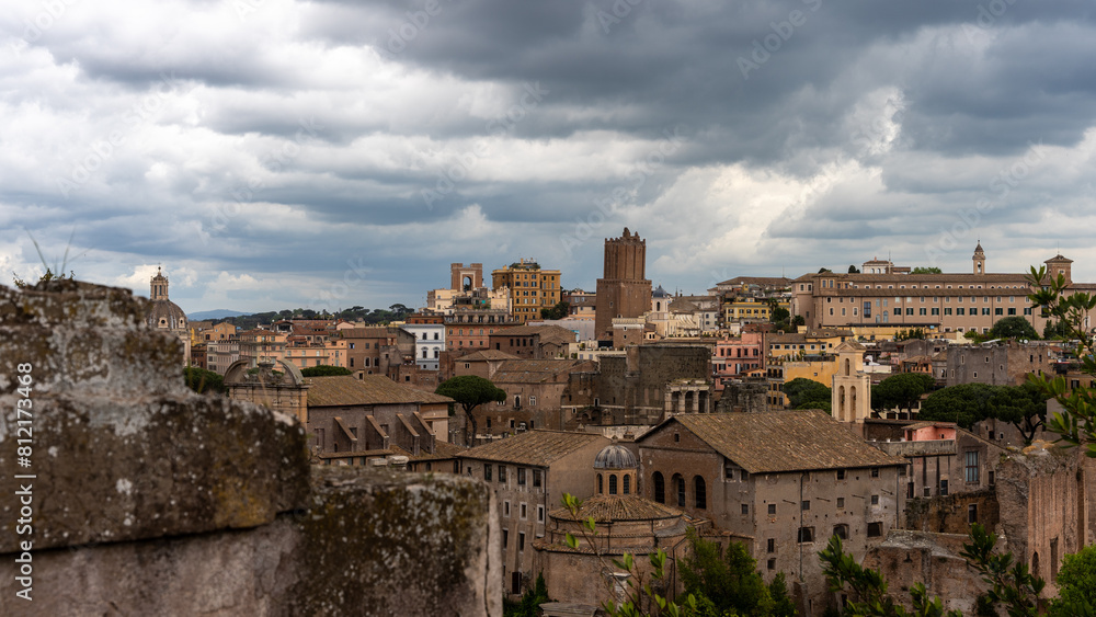 Roman Forum from Palatine Hill with dramatic Sky, Rome, Italy Roman Forum from Palatine Hill with dramatic Sky, Rome, Italy