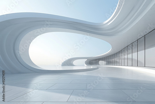 Concrete outdoor square building,Empty architectural background.
