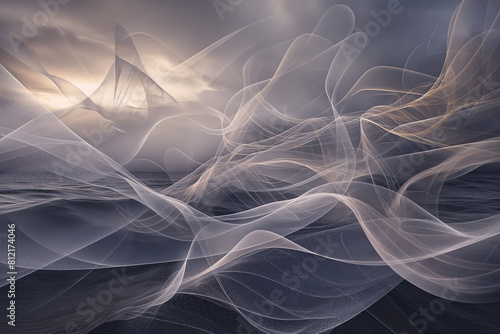 abstract background with smoke, Dive into the enchanting world of abstract organic shapes, lines, and waves, forming a breathtaking panorama that mesmerizes the senses as a captivating background wall photo