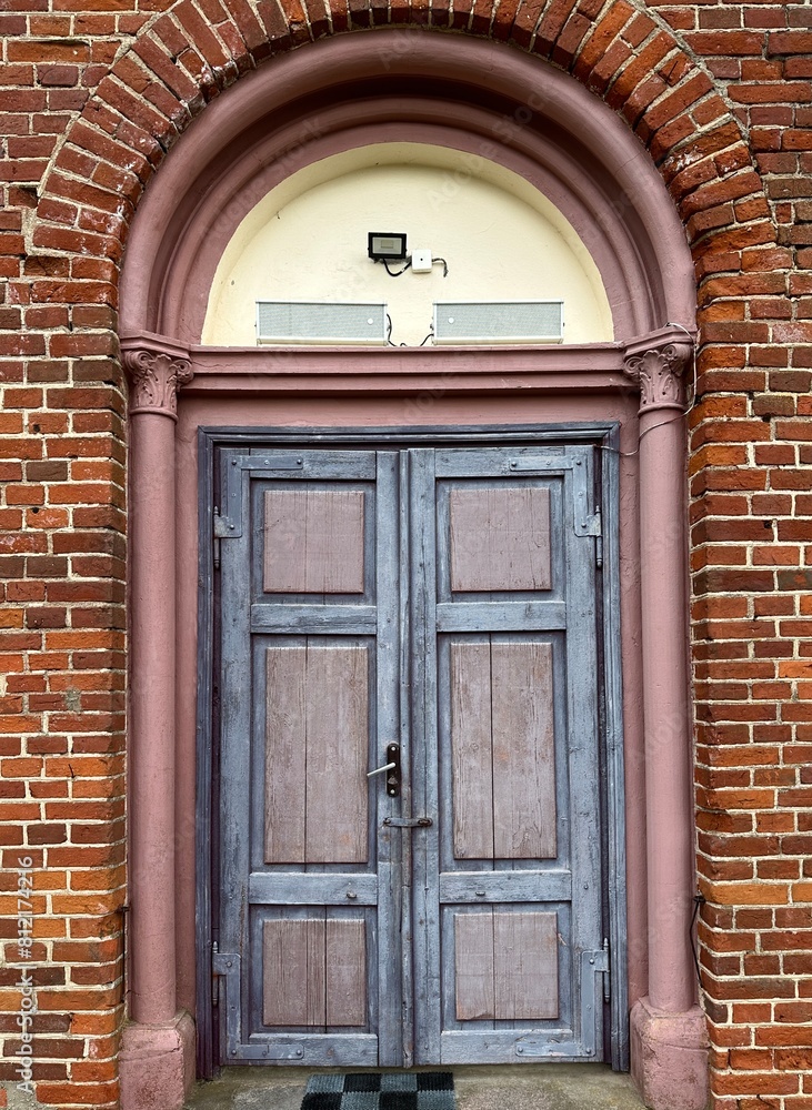 old wooden door in old building old wooden door in old building