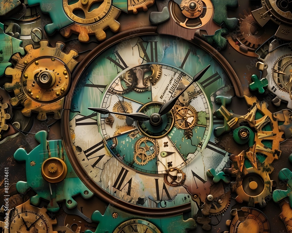 Obraz premium Functional Clock Puzzle Engaging Recreation that Challenges the Mind with Assembly Skills
