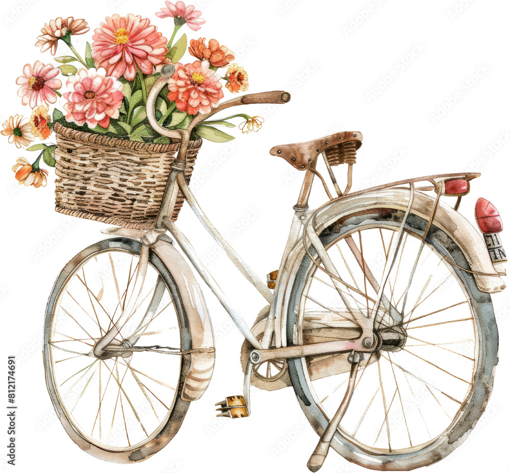 Bike with Soft Flower Clipart